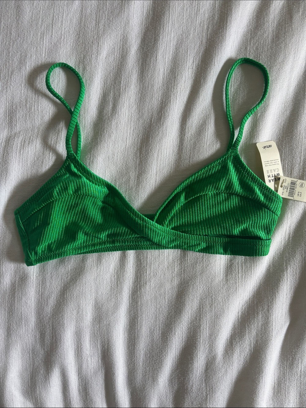 Aerie Shine Ribbed Twist Scoop Bikini Top